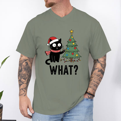 Funny Christmas Cat Unisex T-Shirt – Black Cat With Tree