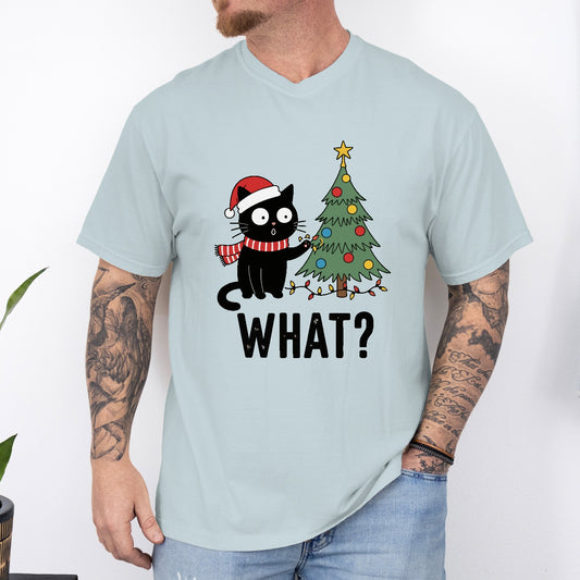 Funny Christmas Cat Unisex T-Shirt – Black Cat With Tree