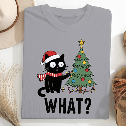 Funny Christmas Cat Unisex T-Shirt – Black Cat With Tree