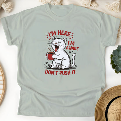 Funny Cat Coffee Unisex T-Shirt – Lazy Morning Cat Tee