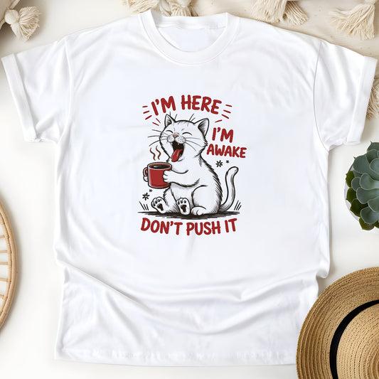 Funny Cat Coffee Unisex T-Shirt – Lazy Morning Cat Tee