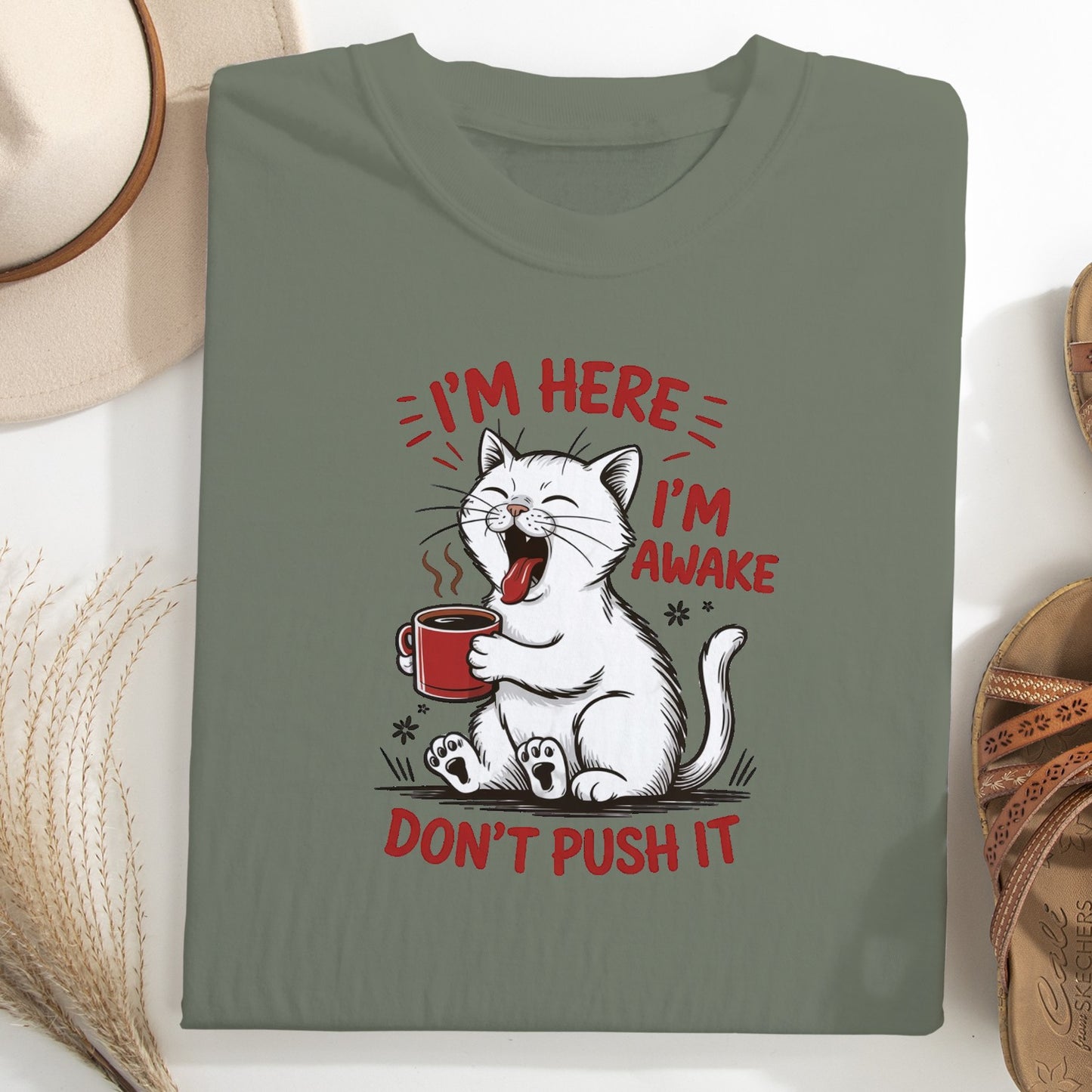 Funny Cat Coffee Unisex T-Shirt – Lazy Morning Cat Tee