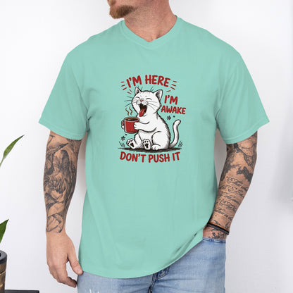 Funny Cat Coffee Unisex T-Shirt – Lazy Morning Cat Tee