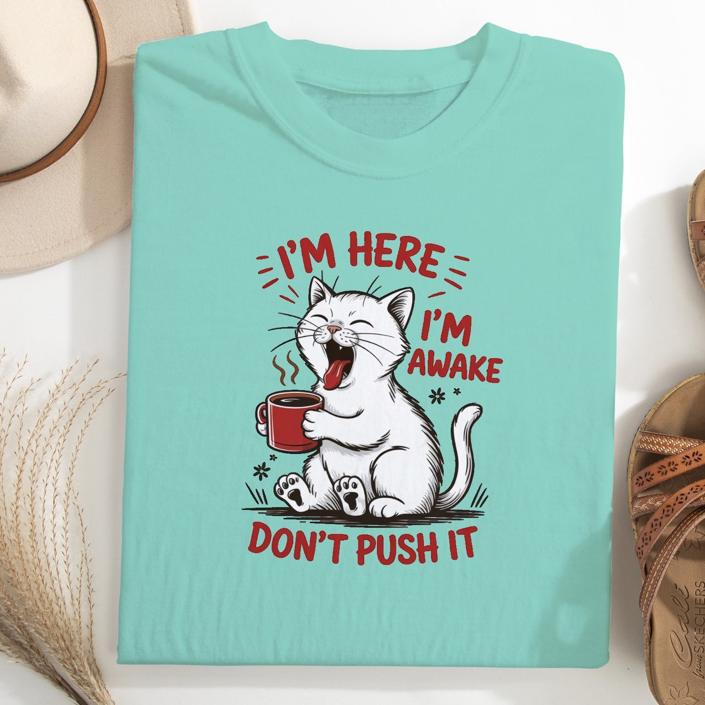 Funny Cat Coffee Unisex T-Shirt – Lazy Morning Cat Tee