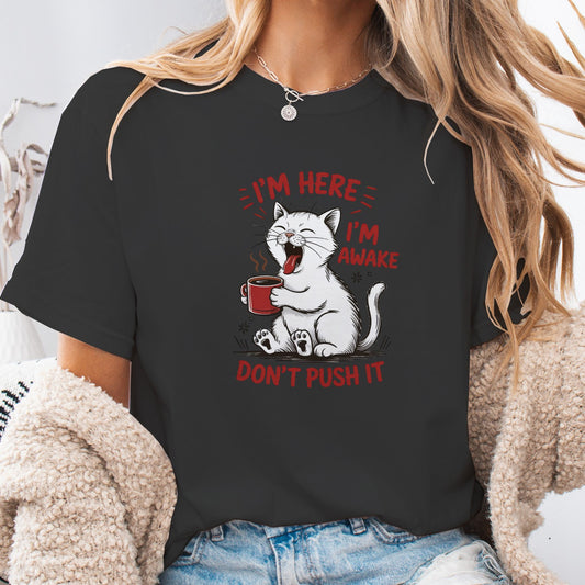 Funny Cat Coffee Unisex T-Shirt – Lazy Morning Cat Tee