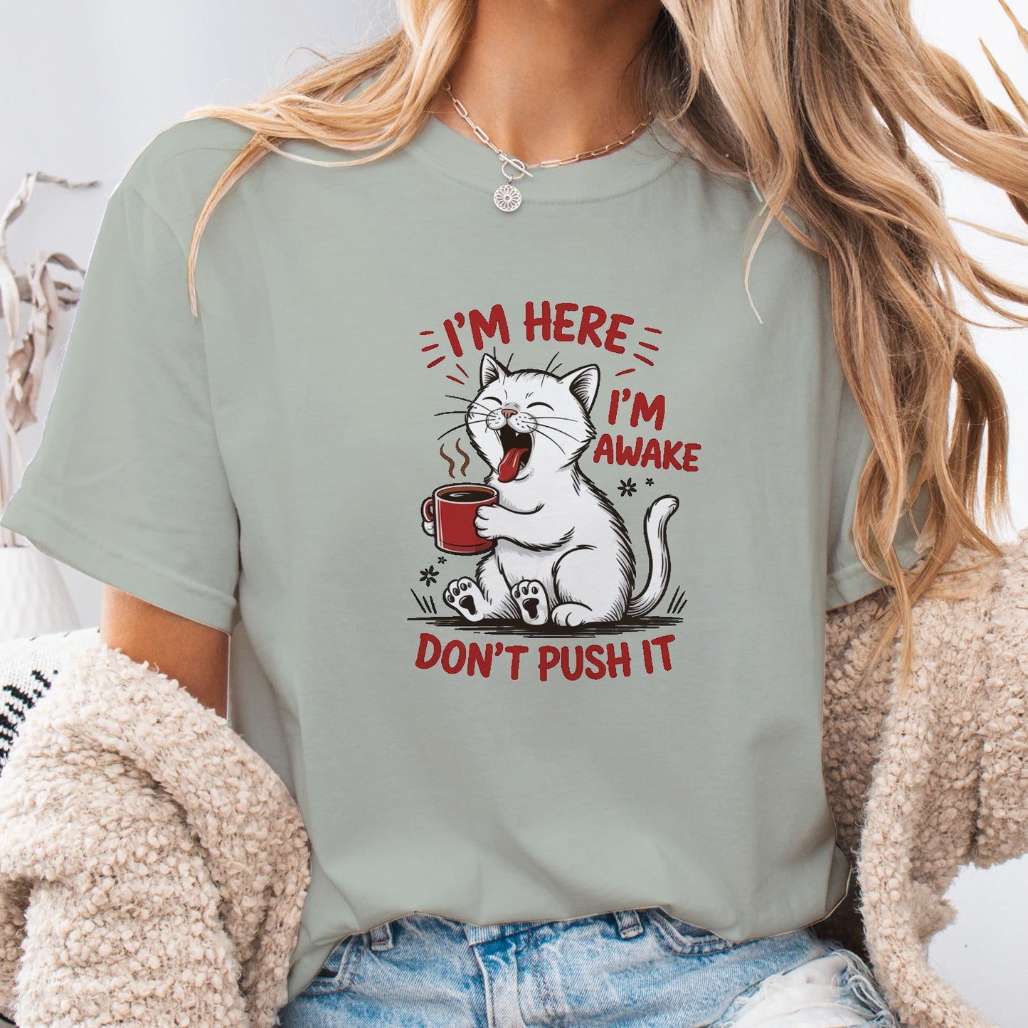 Funny Cat Coffee Unisex T-Shirt – Lazy Morning Cat Tee