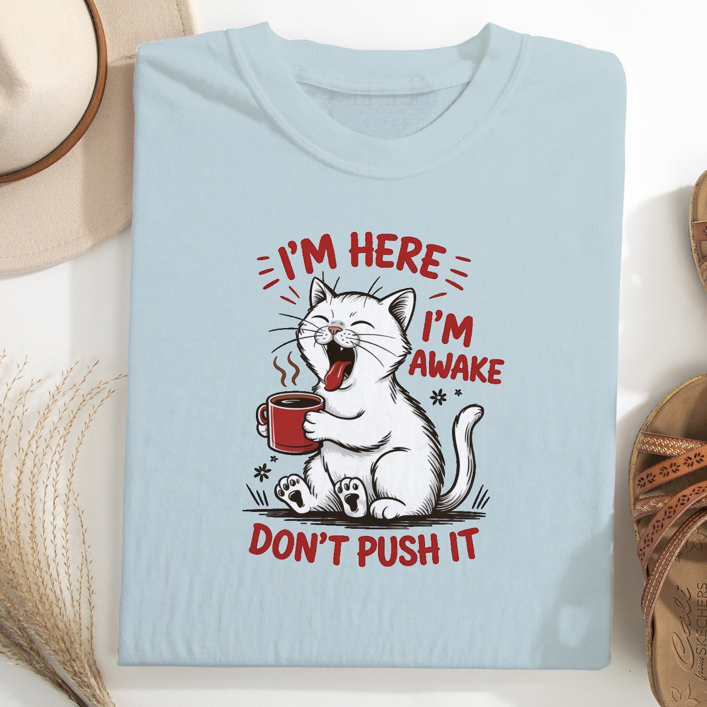 Funny Cat Coffee Unisex T-Shirt – Lazy Morning Cat Tee