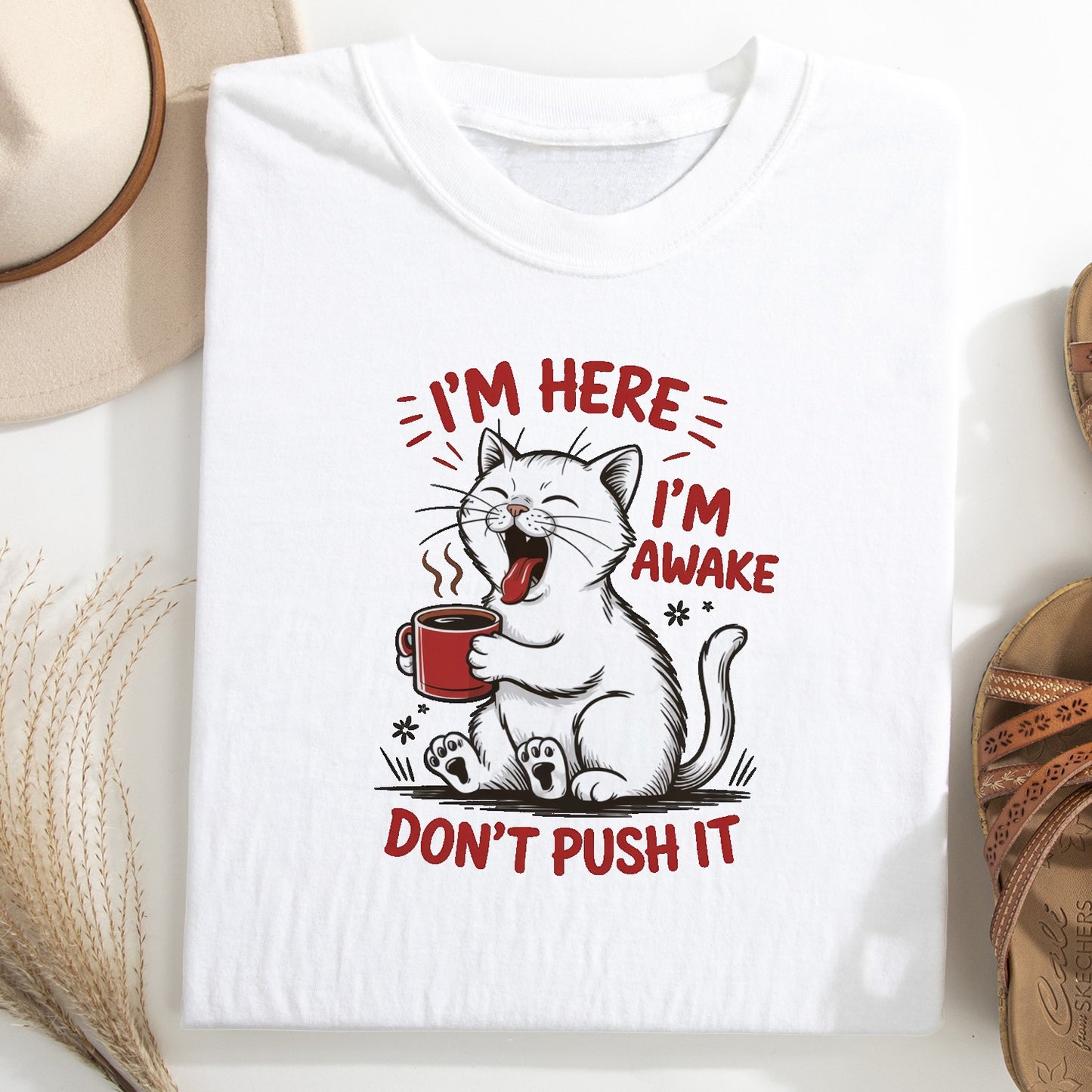 Funny Cat Coffee Unisex T-Shirt – Lazy Morning Cat Tee