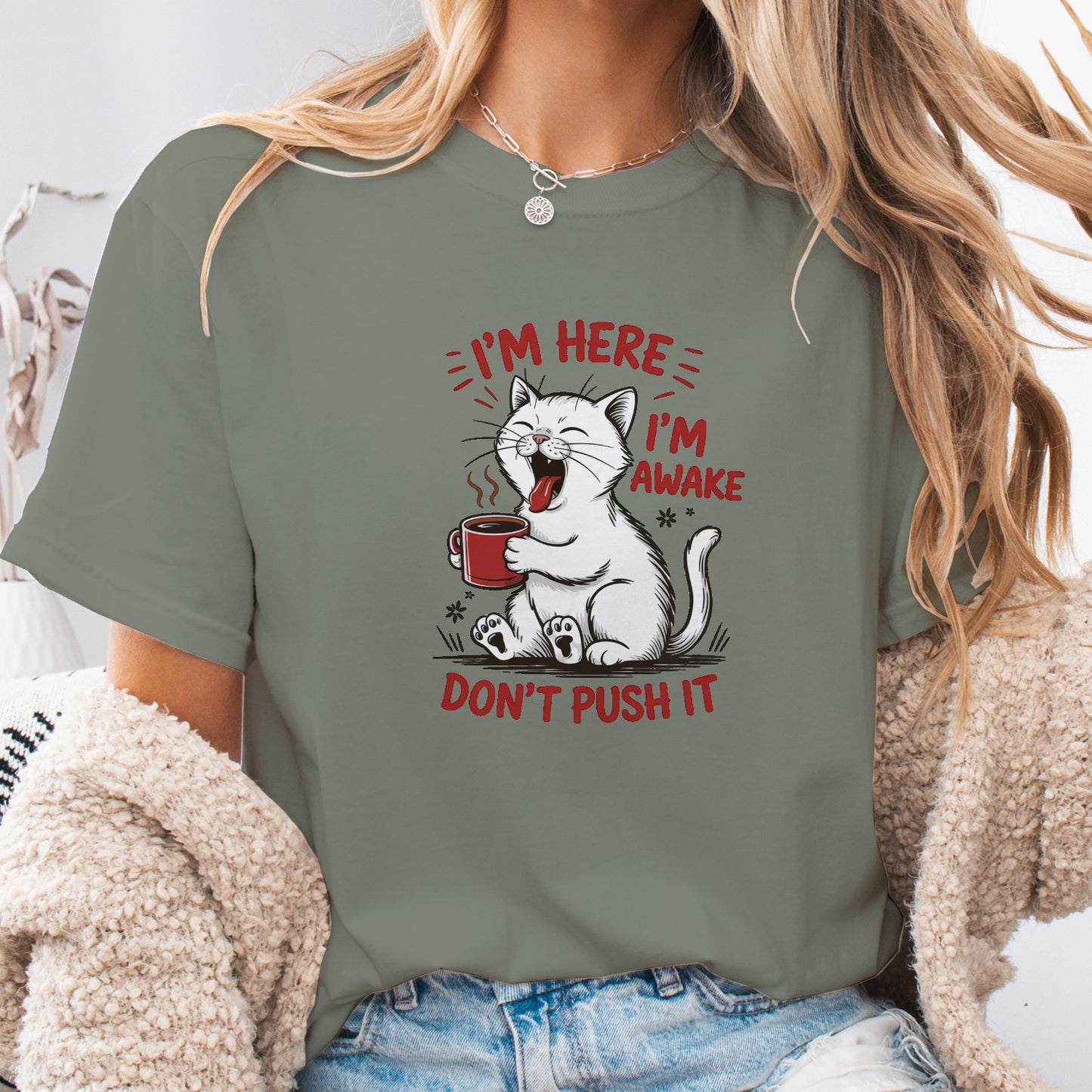 Funny Cat Coffee Unisex T-Shirt – Lazy Morning Cat Tee