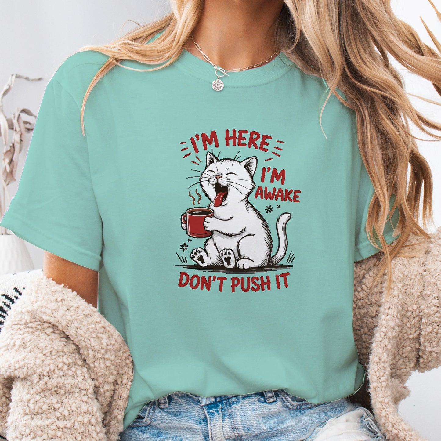 Funny Cat Coffee Unisex T-Shirt – Lazy Morning Cat Tee