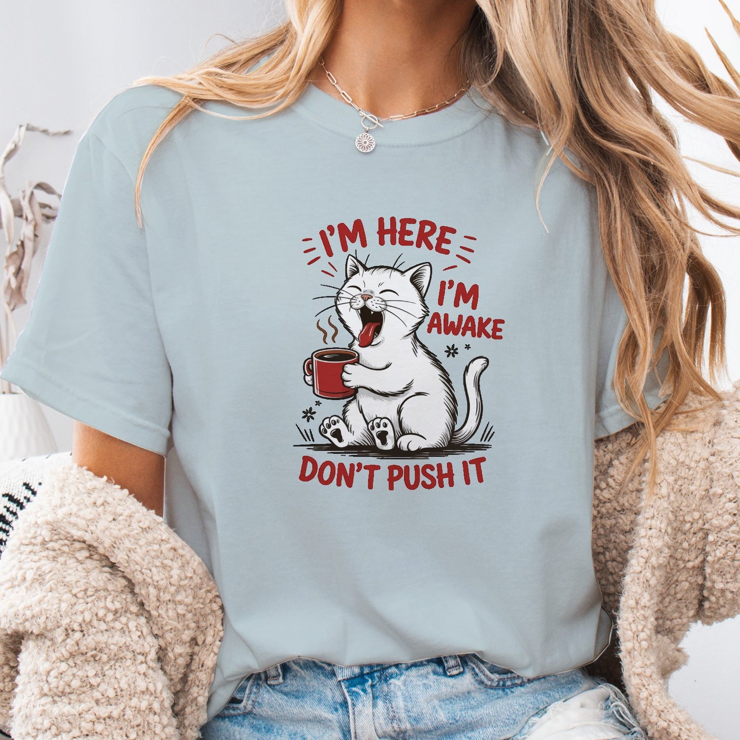 Funny Cat Coffee Unisex T-Shirt – Lazy Morning Cat Tee