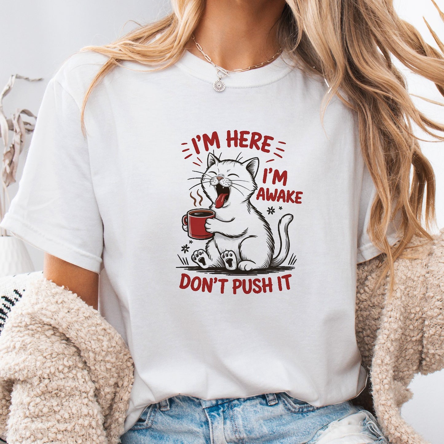 Funny Cat Coffee Unisex T-Shirt – Lazy Morning Cat Tee