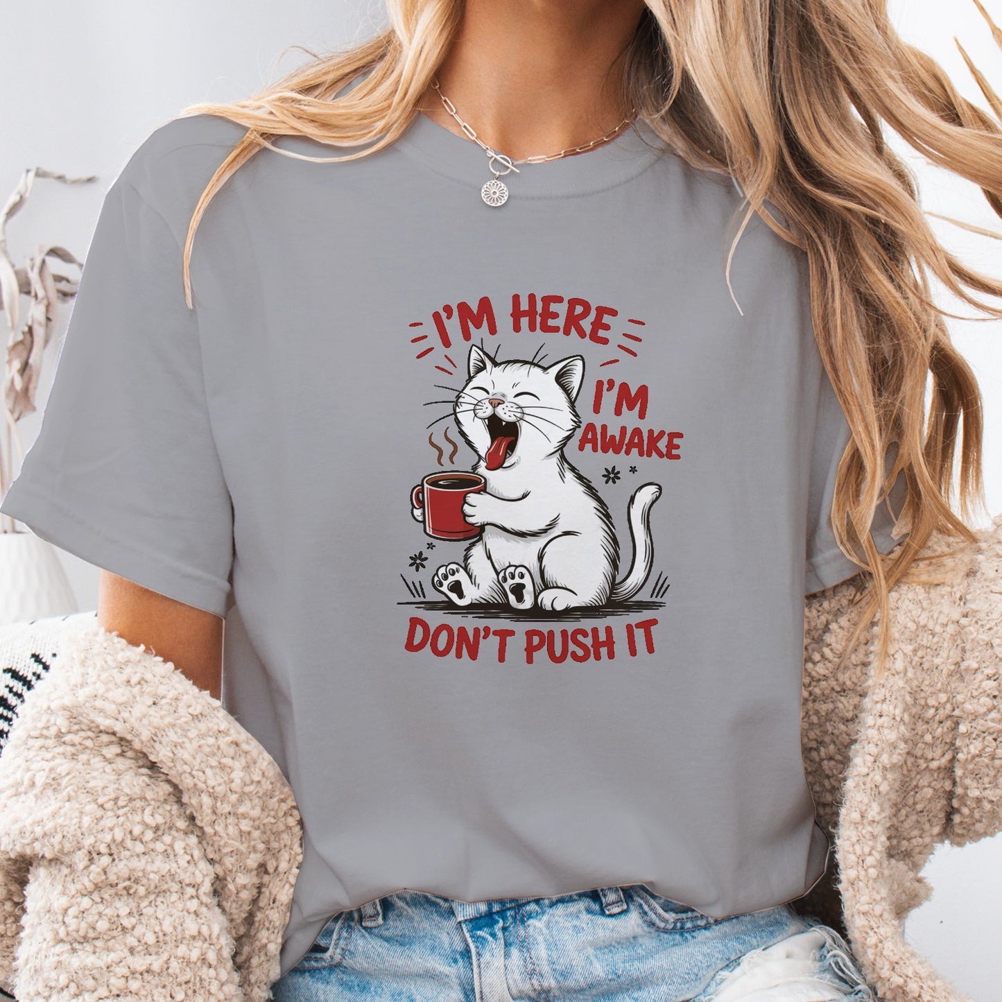 Funny Cat Coffee Unisex T-Shirt – Lazy Morning Cat Tee