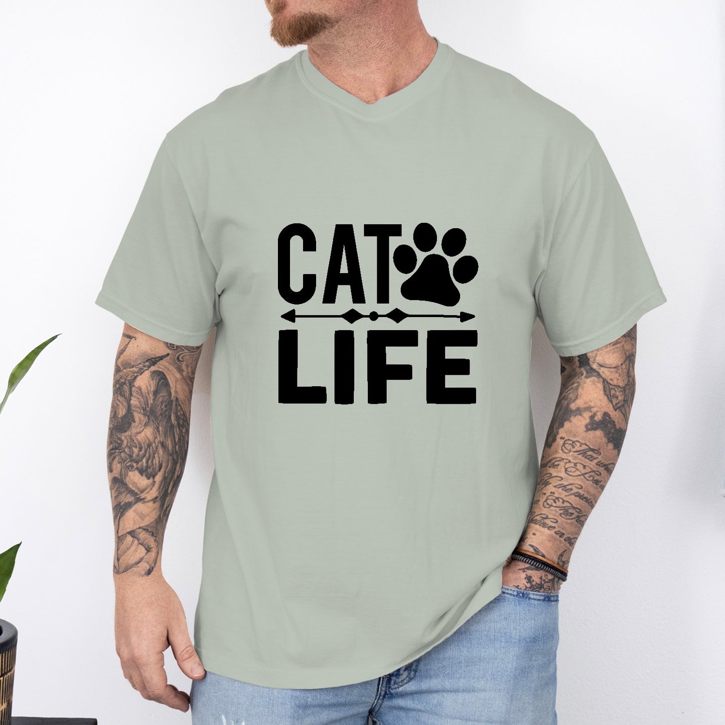 Cat Life Unisex T-Shirt – Minimal Paw Print Cat Lover Tee