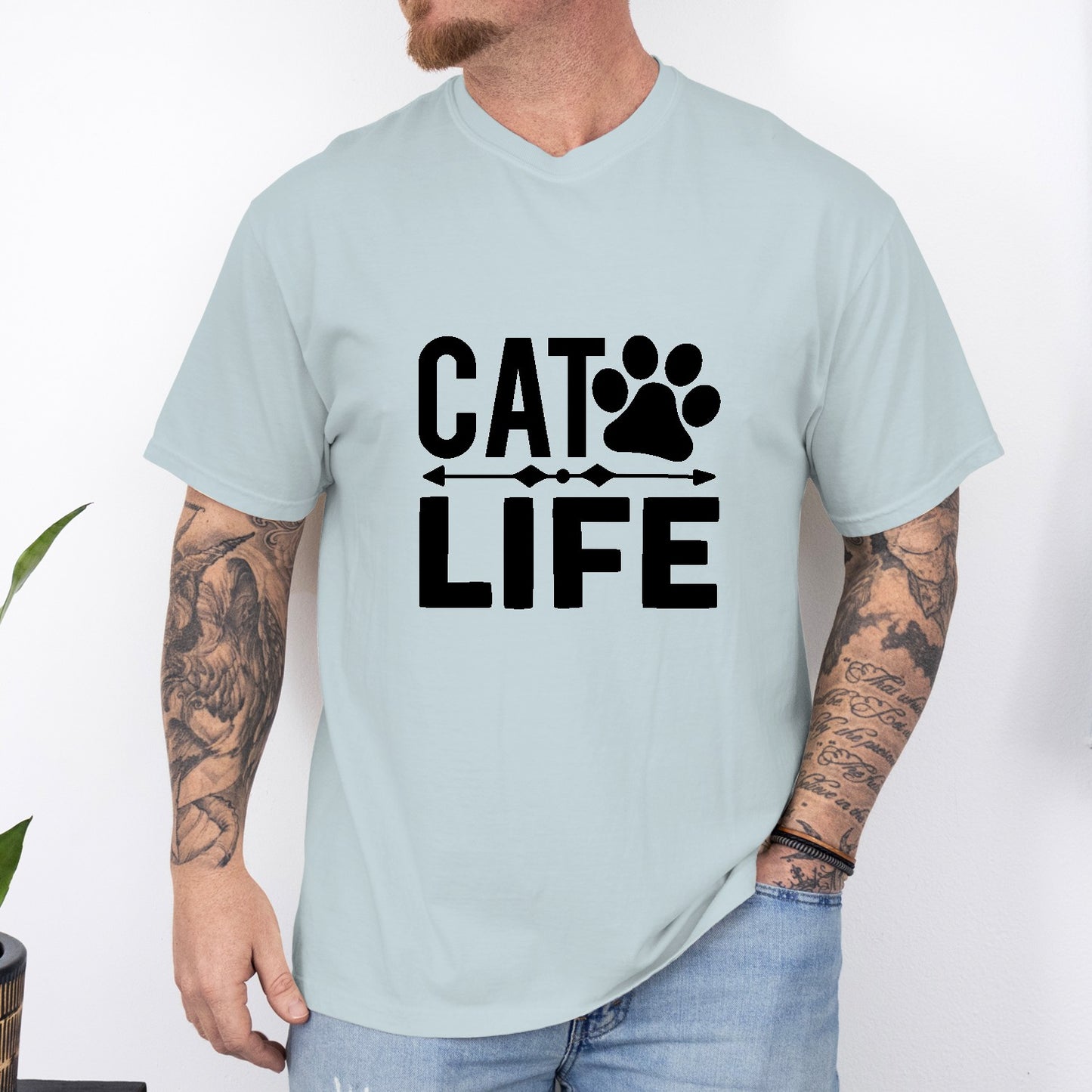 Cat Life Unisex T-Shirt – Minimal Paw Print Cat Lover Tee