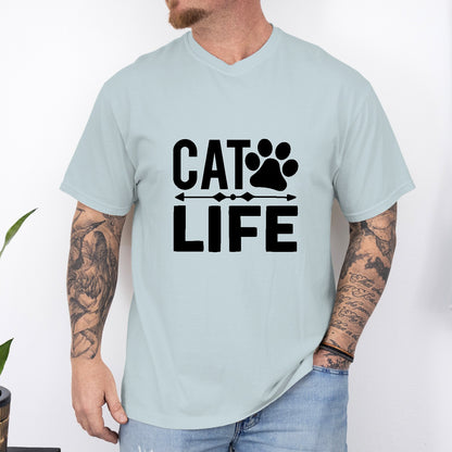 Cat Life Unisex T-Shirt – Minimal Paw Print Cat Lover Tee