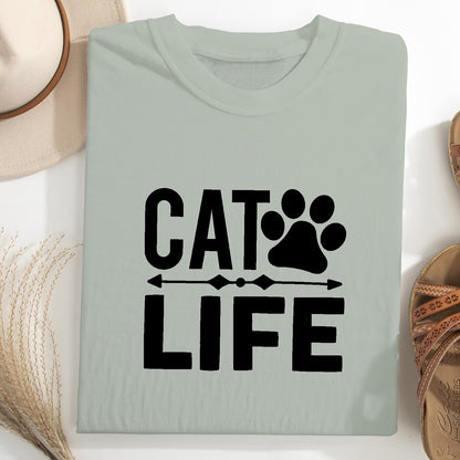 Cat Life Unisex T-Shirt – Minimal Paw Print Cat Lover Tee