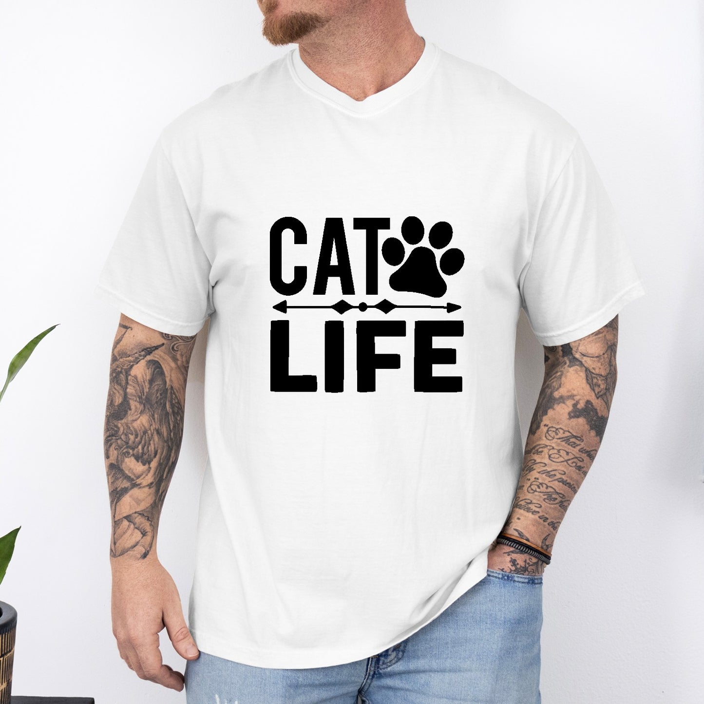 Cat Life Unisex T-Shirt – Minimal Paw Print Cat Lover Tee