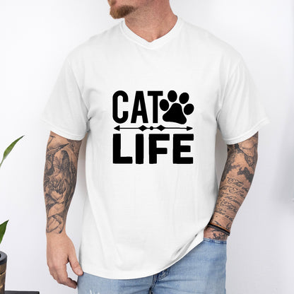 Cat Life Unisex T-Shirt – Minimal Paw Print Cat Lover Tee