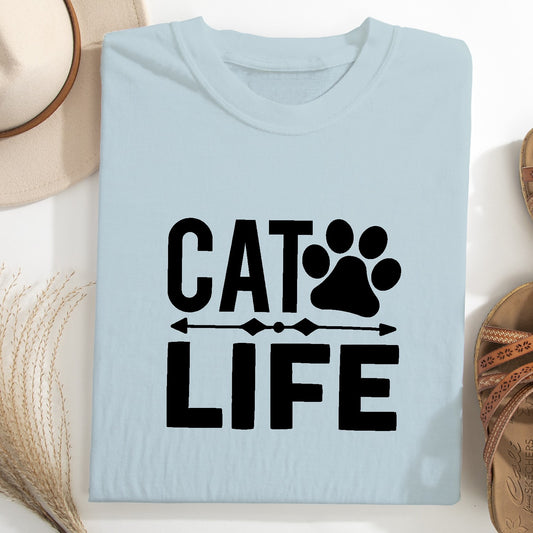 Cat Life Unisex T-Shirt – Minimal Paw Print Cat Lover Tee