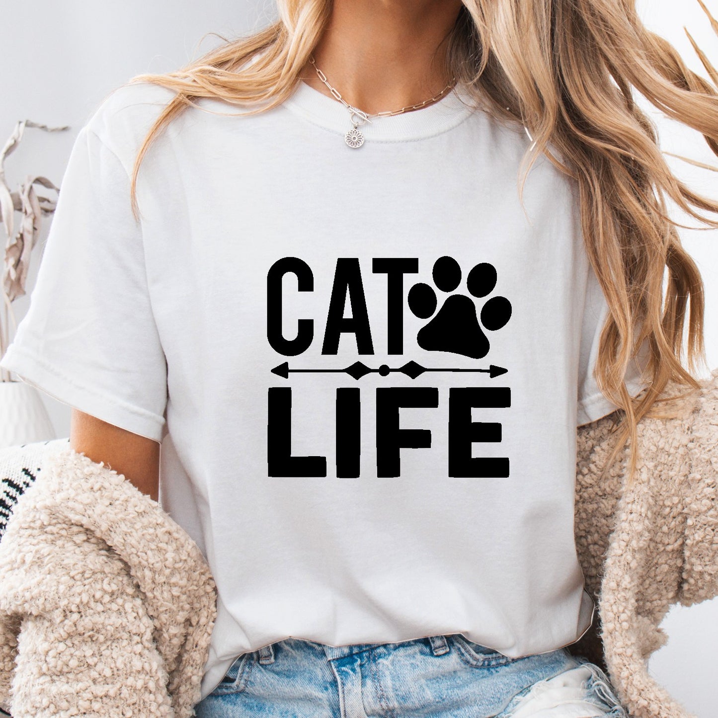Cat Life Unisex T-Shirt – Minimal Paw Print Cat Lover Tee