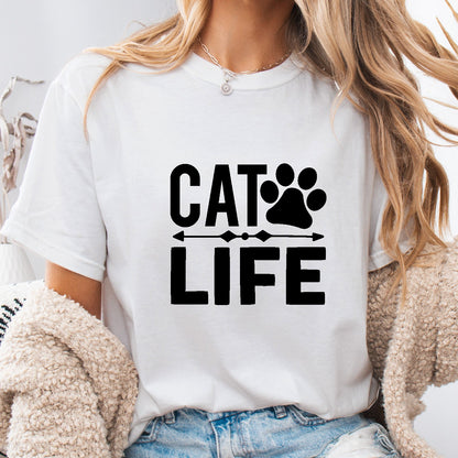 Cat Life Unisex T-Shirt – Minimal Paw Print Cat Lover Tee