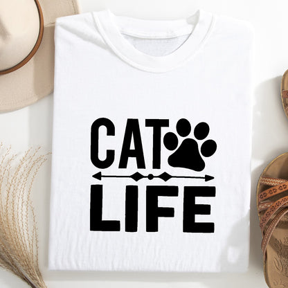 Cat Life Unisex T-Shirt – Minimal Paw Print Cat Lover Tee