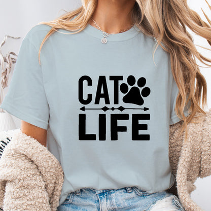 Cat Life Unisex T-Shirt – Minimal Paw Print Cat Lover Tee