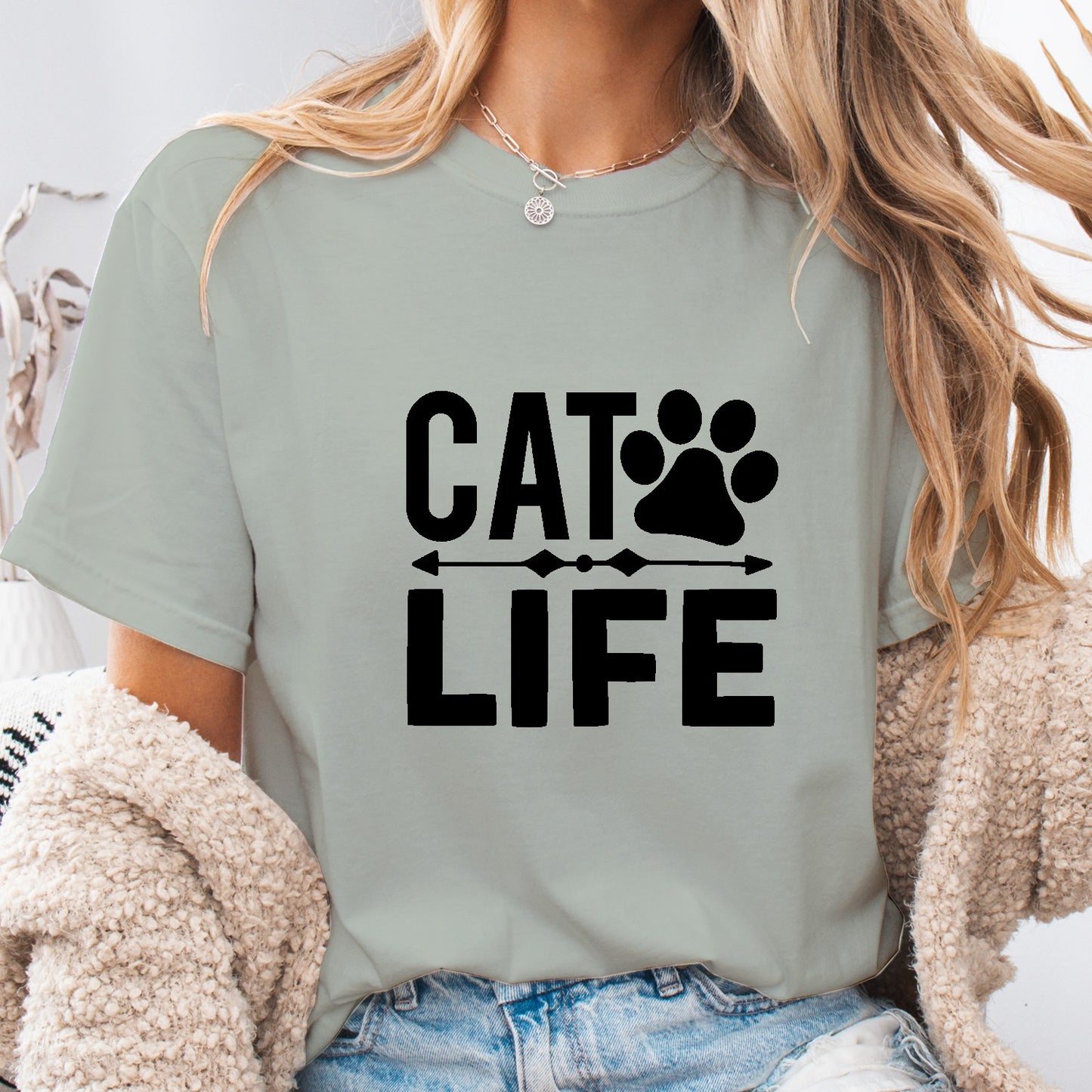 Cat Life Unisex T-Shirt – Minimal Paw Print Cat Lover Tee
