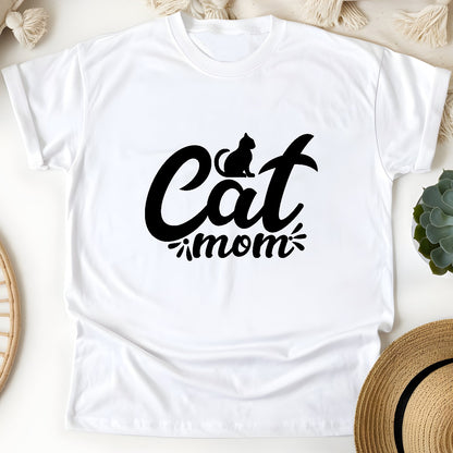 Cat Mom Women T-Shirt – Cute Minimal Cat Lover Tee