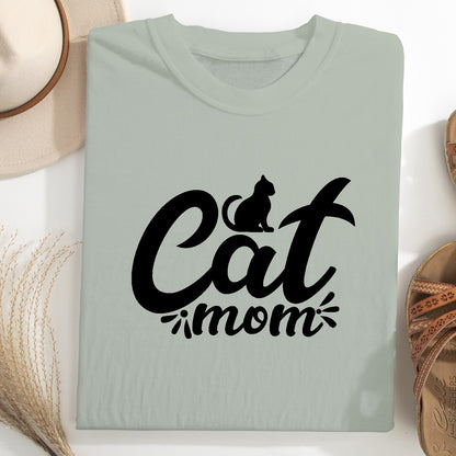 Cat Mom Women T-Shirt – Cute Minimal Cat Lover Tee