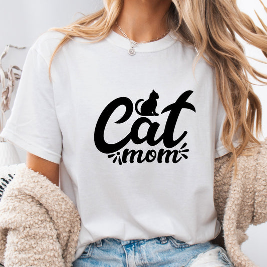 Cat Mom Women T-Shirt – Cute Minimal Cat Lover Tee