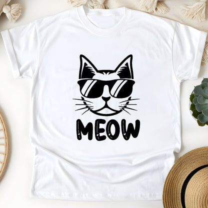Cool Cat MEOW Unisex T-Shirt – Funny Minimal Cat Lover Tee