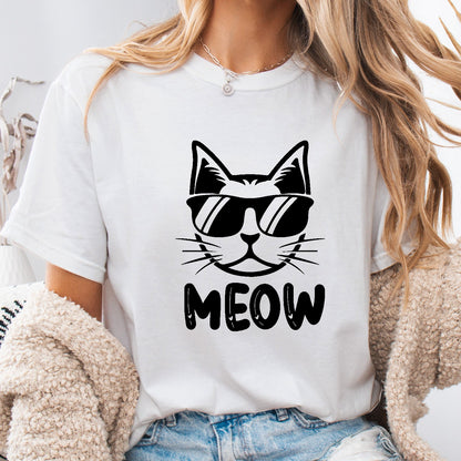 Cool Cat MEOW Unisex T-Shirt – Funny Minimal Cat Lover Tee