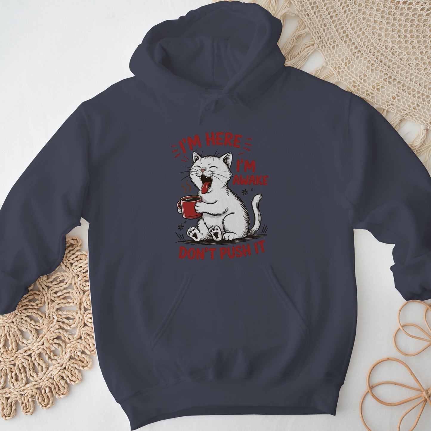 Cat Coffee Unisex Hoodie – I’m Awake Sweatshirt