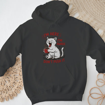 Cat Coffee Unisex Hoodie – I’m Awake Sweatshirt