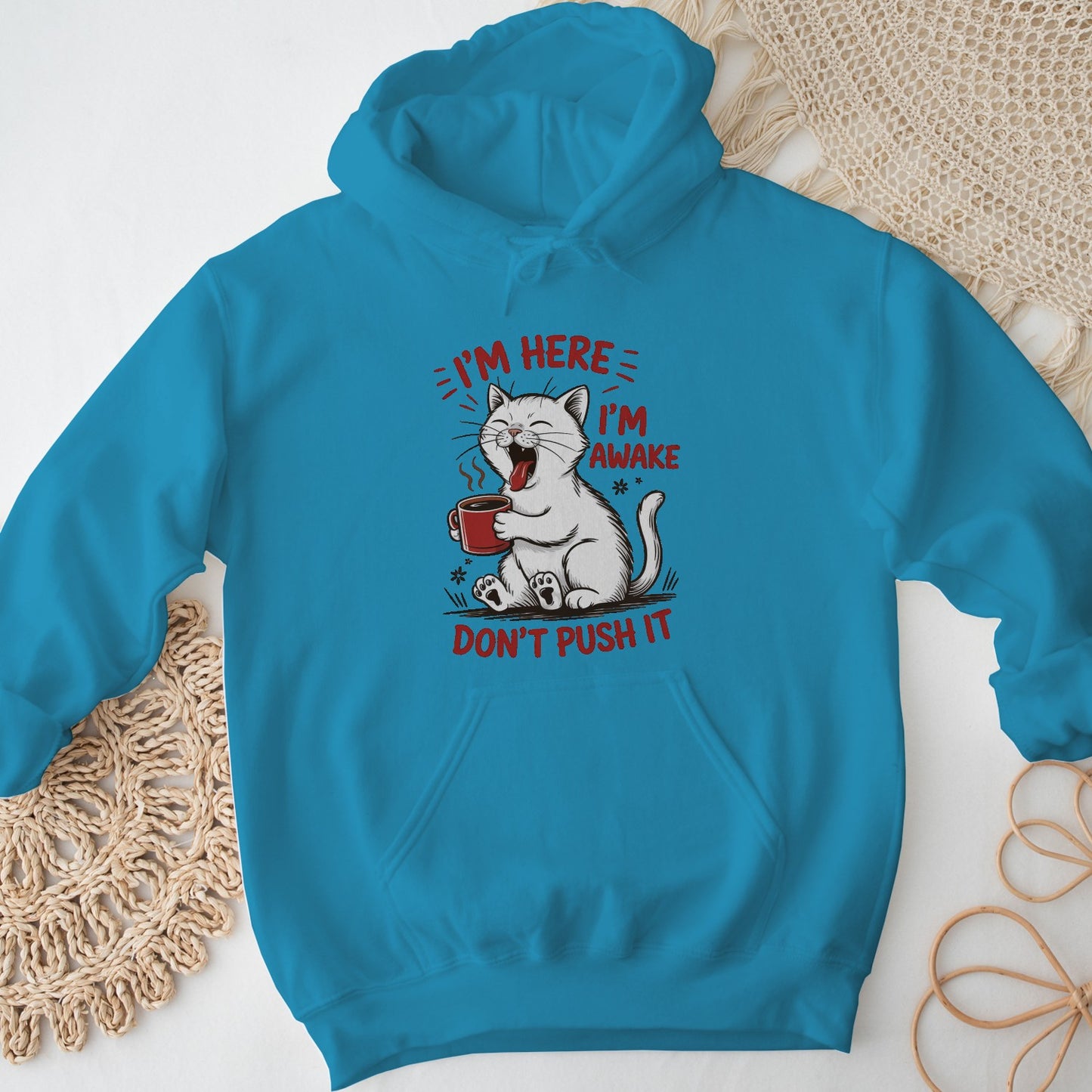 Cat Coffee Unisex Hoodie – I’m Awake Sweatshirt