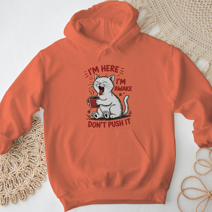 Cat Coffee Unisex Hoodie – I’m Awake Sweatshirt