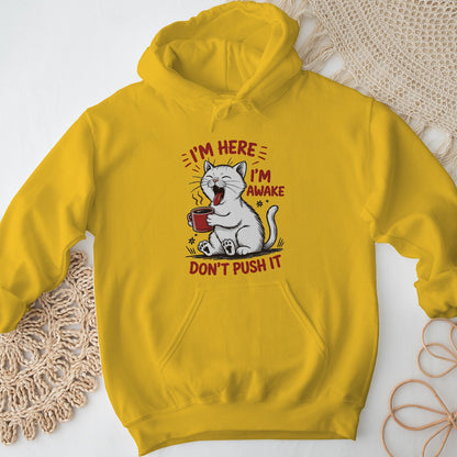 Cat Coffee Unisex Hoodie – I’m Awake Sweatshirt