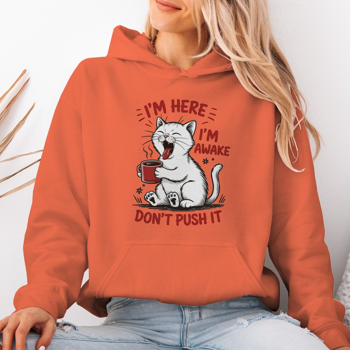 Cat Coffee Unisex Hoodie – I’m Awake Sweatshirt
