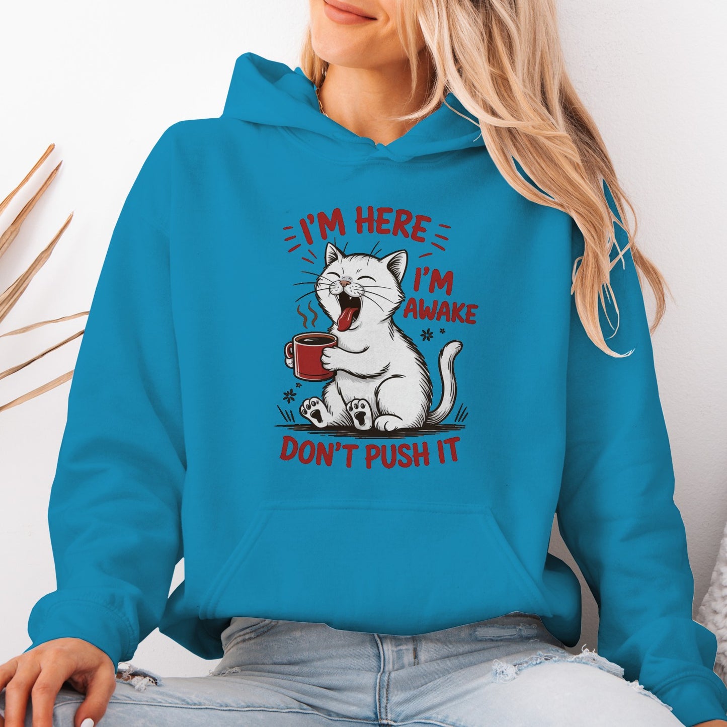 Cat Coffee Unisex Hoodie – I’m Awake Sweatshirt