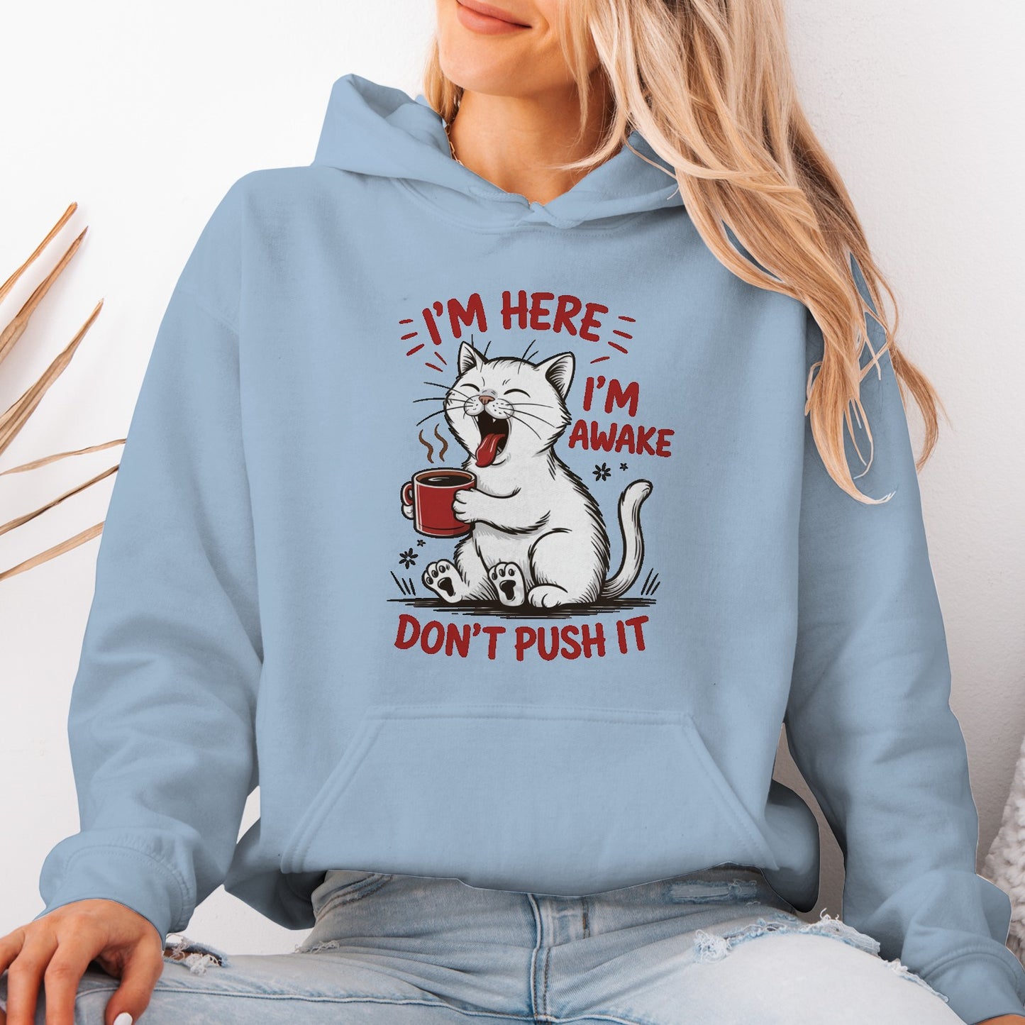 Cat Coffee Unisex Hoodie – I’m Awake Sweatshirt