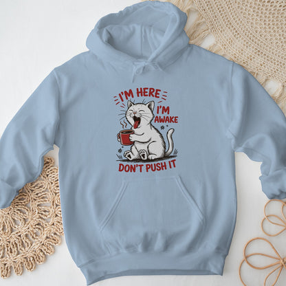 Cat Coffee Unisex Hoodie – I’m Awake Sweatshirt