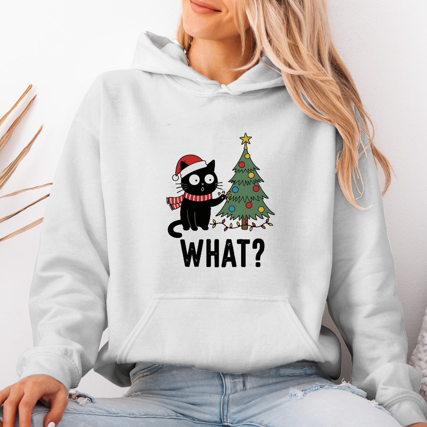 Funny Christmas Cat Unisex Hoodie – Cute Holiday Sweatshirt