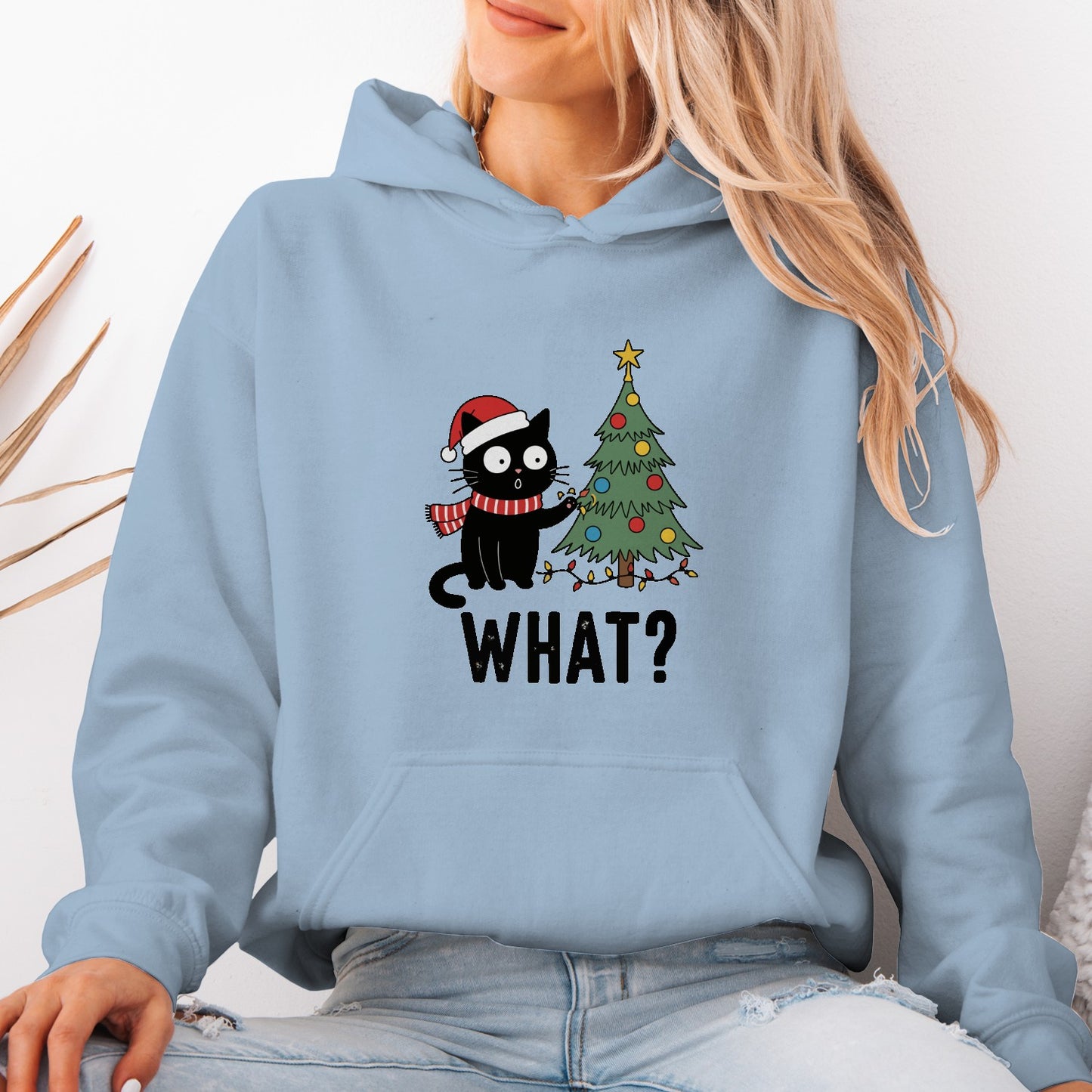 Funny Christmas Cat Unisex Hoodie – Cute Holiday Sweatshirt