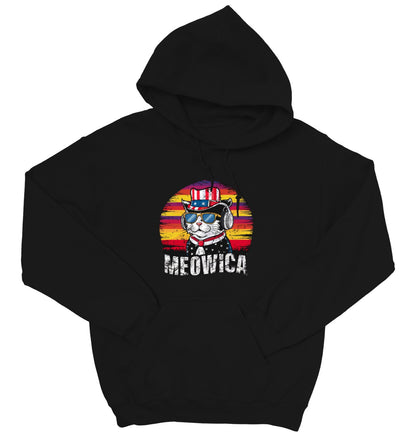 4th of July Cat Unisex Hoodie – Patriotic Funny Merica Sweatshirt