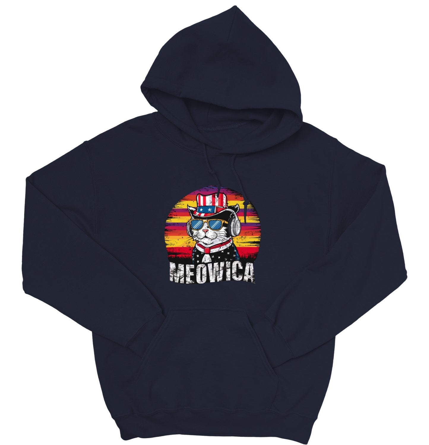 4th of July Cat Unisex Hoodie – Patriotic Funny Merica Sweatshirt