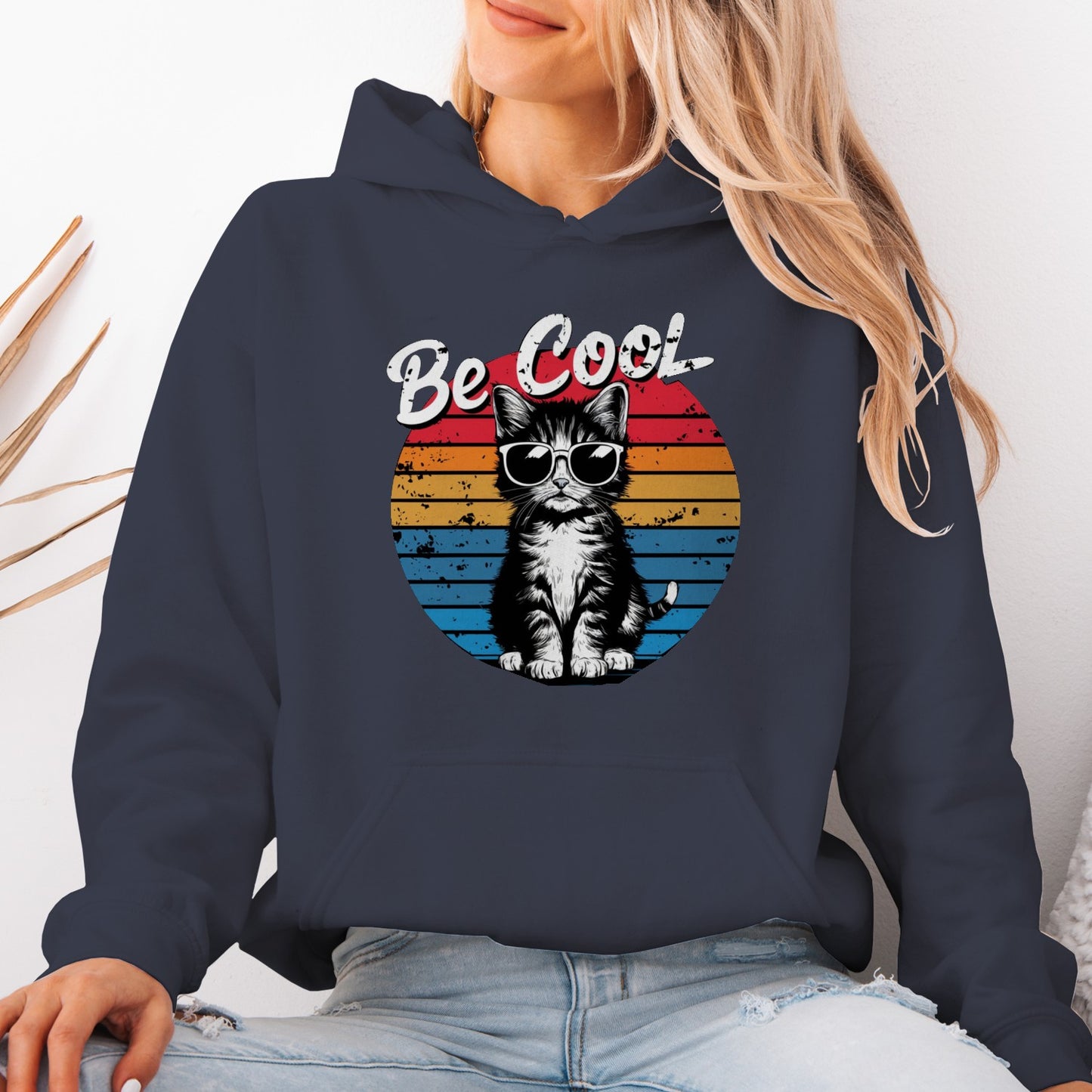 Be Cool Cat Unisex Hoodie – Retro Funny Kitten Pullover