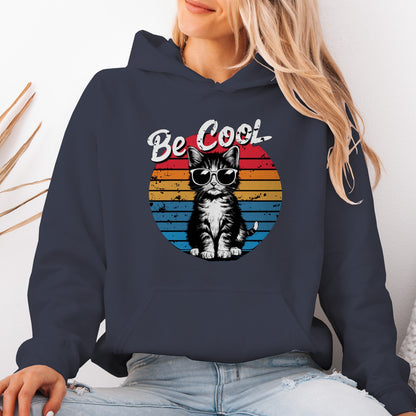 Be Cool Cat Unisex Hoodie – Retro Funny Kitten Pullover
