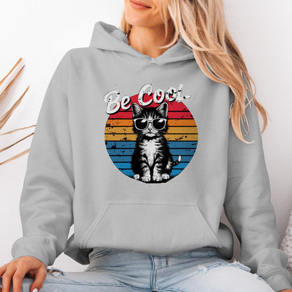 Be Cool Cat Unisex Hoodie – Retro Funny Kitten Pullover